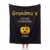 Pumpkin and Cobweb - Halloween Themed Personalised Character Relationship Blanket - Gift for Family, Friends